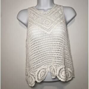 Vestique Dancing In The Dark‎ Top Ivory Crochet Knit One Size
